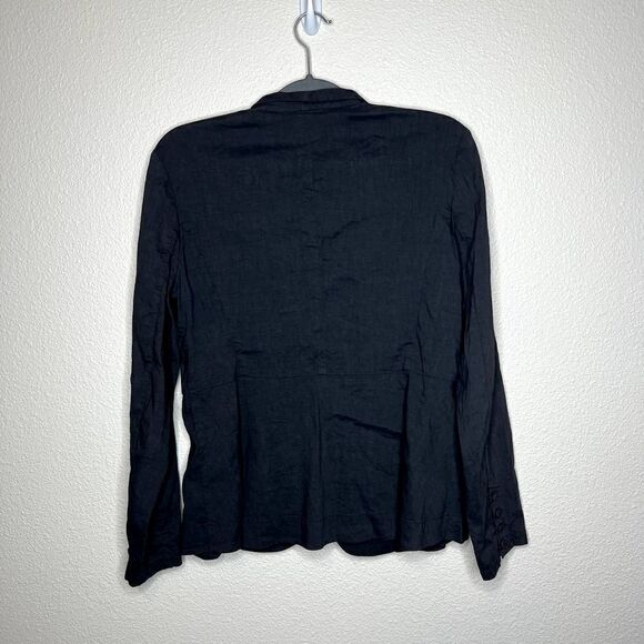 Eileen Fisher Linen Blend High Collar Peplum Jacket Gray Size Small - Picture 7 of 7